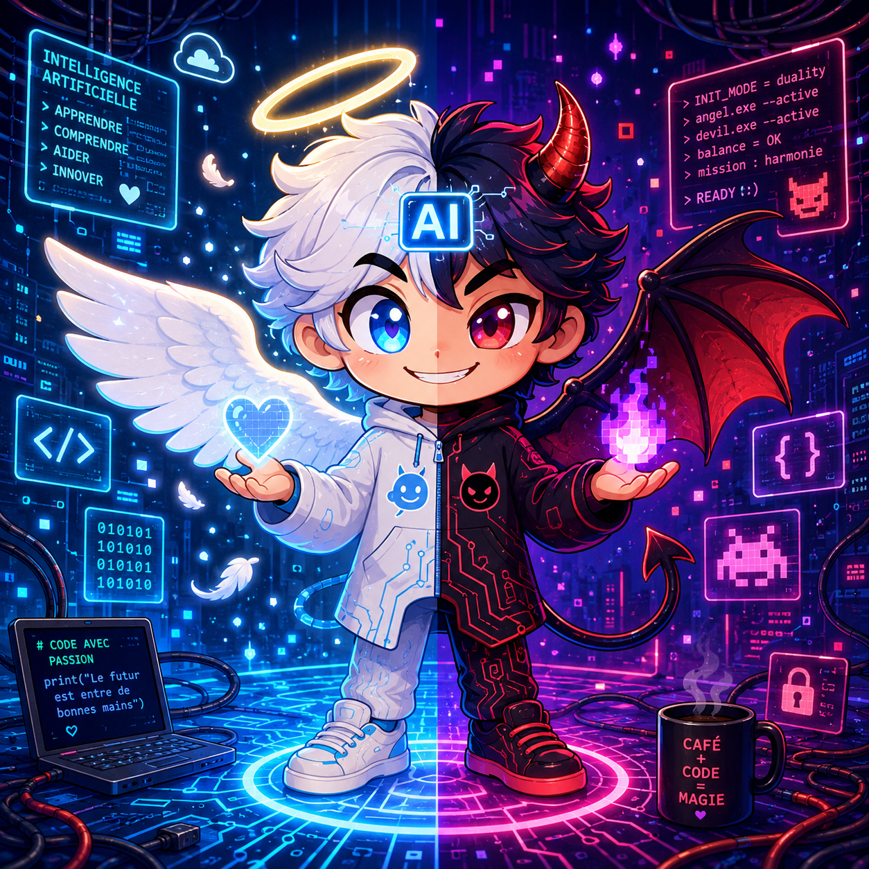 Illustration de couverture : IA alliée et menace